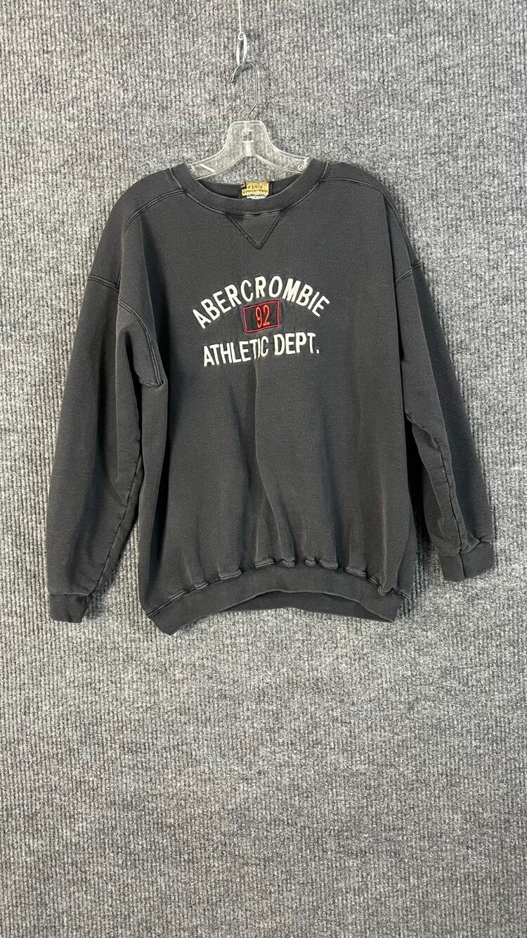 Vintage Abercrombie & Fitch Sweatshirt Womens Large Charcoal Gray Pullover 90's